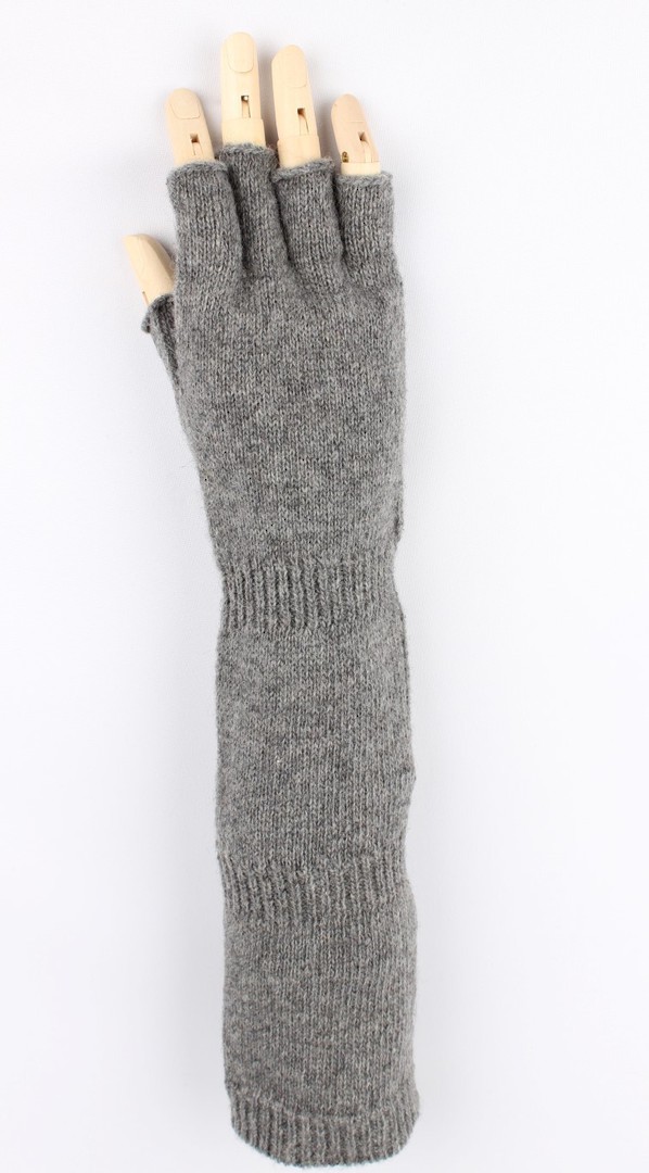 Ladies wool/angora long  fingerless glove charcoal S/LK2366 image 0